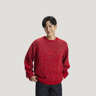 何与同款新年款舒适休闲毛衣针织衫男女秋冬adidas阿迪达斯三叶草