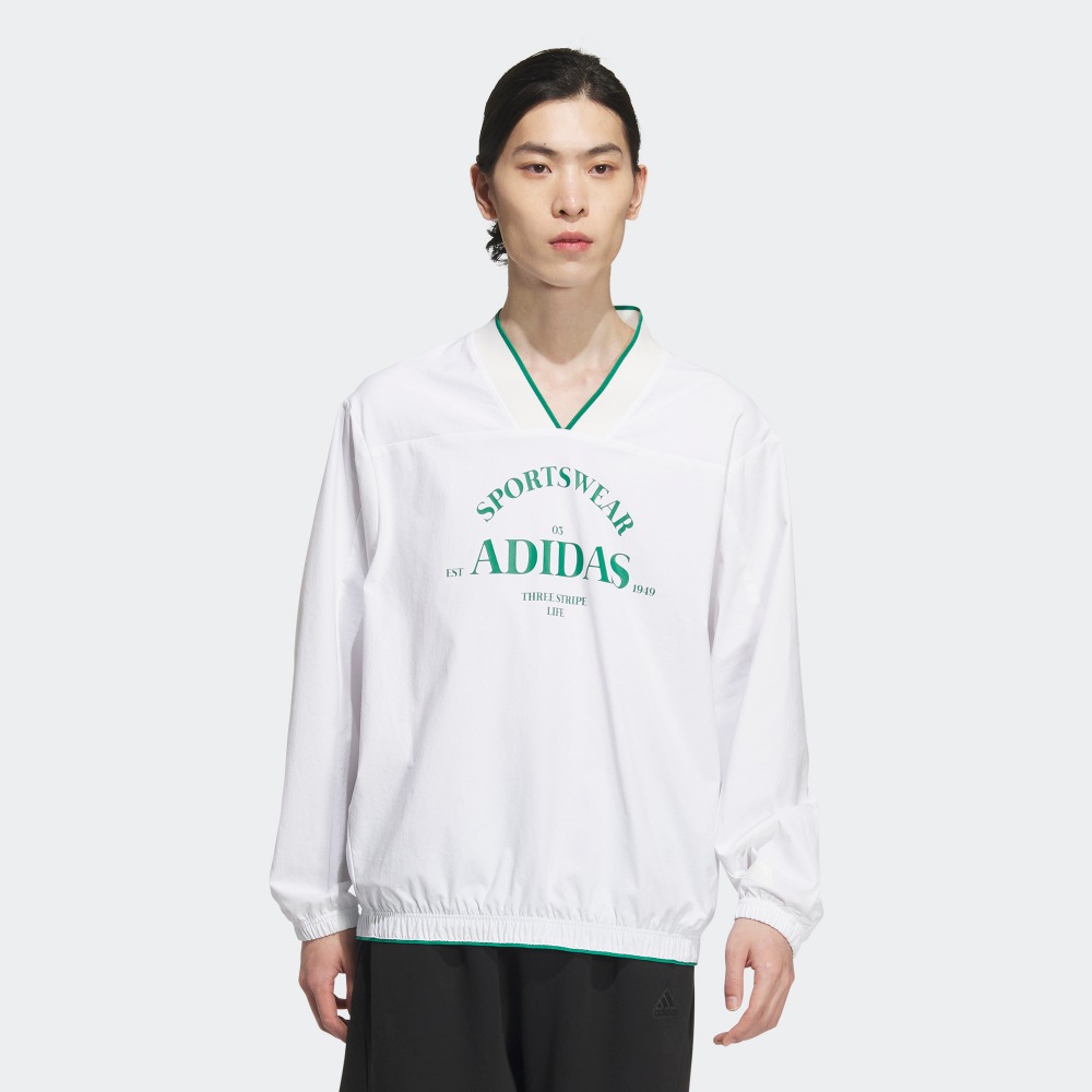 adidas阿迪达斯休闲运动V领套头卫衣男装新款轻运动JE3669