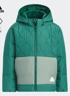 adidas阿迪达斯660蓬印花保暖连帽鸭绒羽绒服男小童轻运动