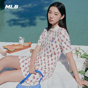 女款 MLB官方 刺绣logo老花满印运动连衣裙休闲潮23夏季 新款 OPM02