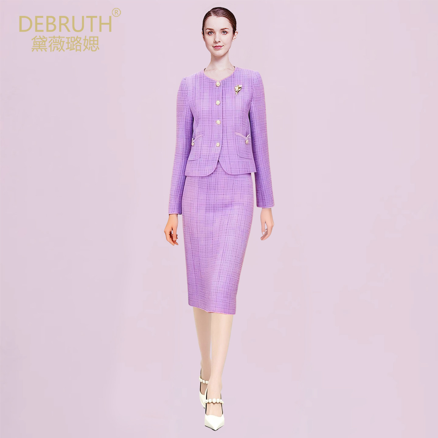 黛薇璐媤紫色小香风外套配半身裙女2026春新款法式气质收腰2件套,女装/女士精品,时尚套装,淘宝优惠券,粉丝福利购,淘宝优惠卷