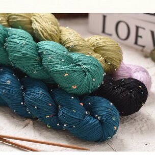 天丝幻彩珠片线珠珠线手编春夏外套裙子垂感亲肤冰凉线冰丝棉毛线