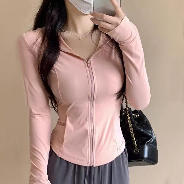 瑜伽服女春夏运动外套修身长袖开衫上衣防晒衣外穿跑步显瘦健身服
