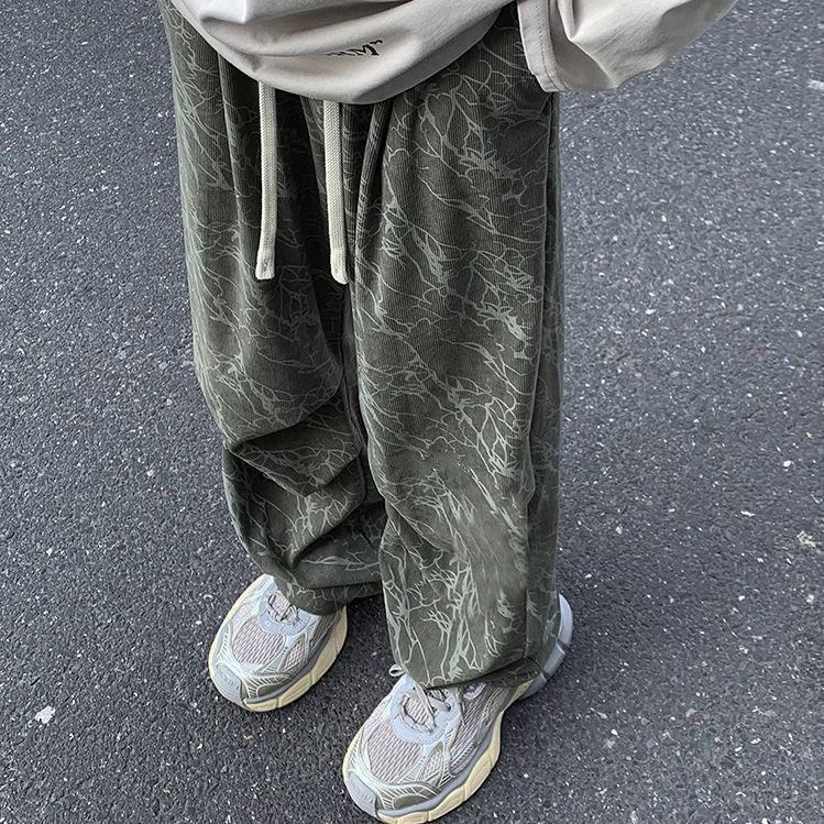 美式休闲平脚裤男女潮牌穿搭