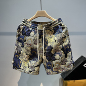 夏季 小熊休闲短裤 新款 网红宽松外穿沙滩裤 男士 五分裤 男款 美式 薄款