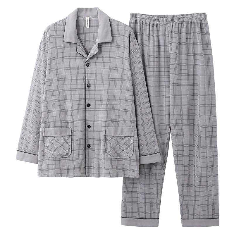 只卖100纯棉睡衣男款春秋季长袖家居服男士秋款全棉休闲简约套装