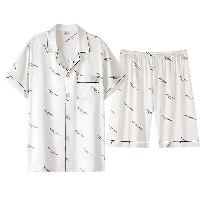 男睡衣夏季薄款冰丝绸缎短袖短裤休闲高级感轻奢仿真丝家居服套装