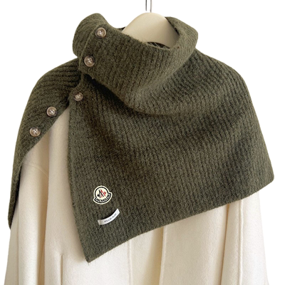 【官方直营】蒙口钢琴韩版高领针织围脖纽扣开叉披肩保暖百搭装饰