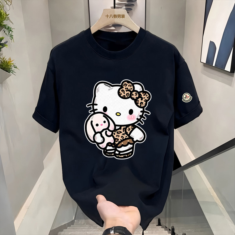 【官方直营】蒙口钢琴卡通凯蒂猫印花短袖T恤男女款宽松圆领上衣
