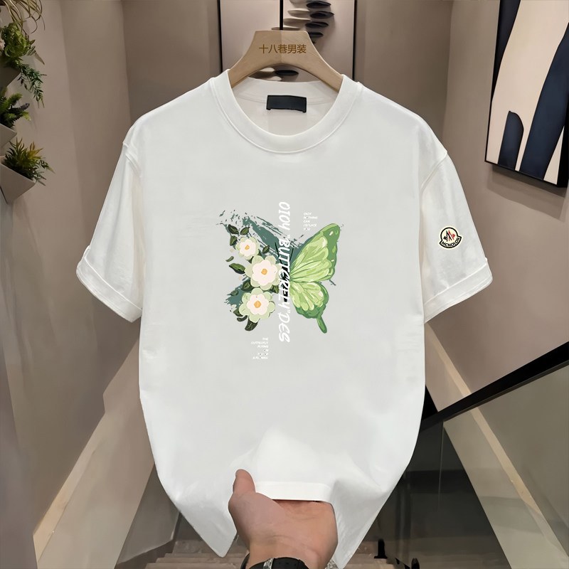 【官方直营】蒙口钢琴潮牌蝴蝶花卉印花短袖T恤夏季宽松半袖上衣