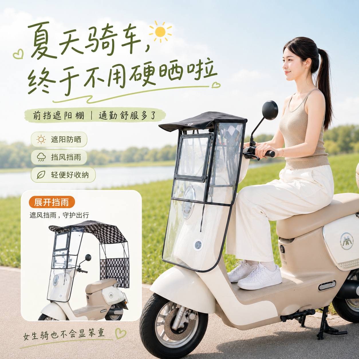 电动车雨棚新款可折叠收缩