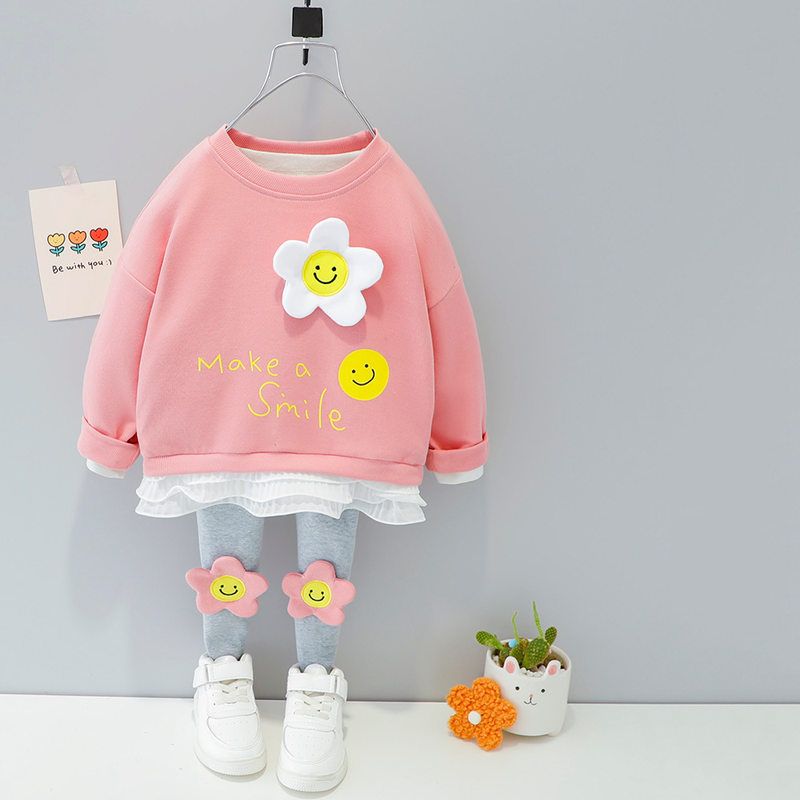 打底裤女童两件套韩版服装长袖新款套装卫衣卡通春秋衣服宝宝婴儿
