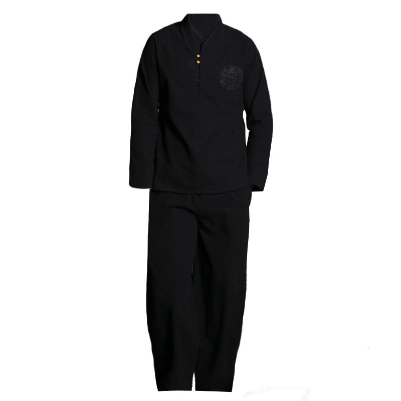 SUXIN CHINESE STYLE HANFU ORIGINAL MENS SUIT TANG COSTUME FOR YOUNG MEN SPRING AND SUMMER MONK SUITS TEA SUITS MENS YOGA MEDITATION CLOTHES