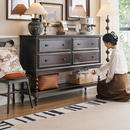 法式 过道收纳储物柜子 全实木斗柜客厅靠墙玄关隔断置物台中古美式