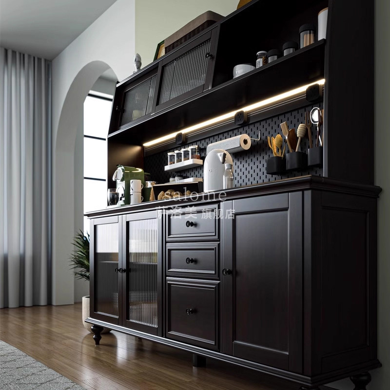 萨洛美式茶水备餐边柜轻奢复古全实木多功能法式中古客厅咖啡酒柜,住宅家具,餐边柜,淘宝优惠券,粉丝福利购,淘宝优惠卷