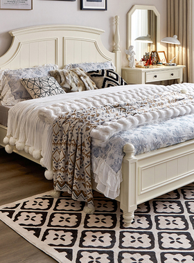 美式全实木床奶油白色轻奢现代简约主卧储物法式小户型公主风主卧