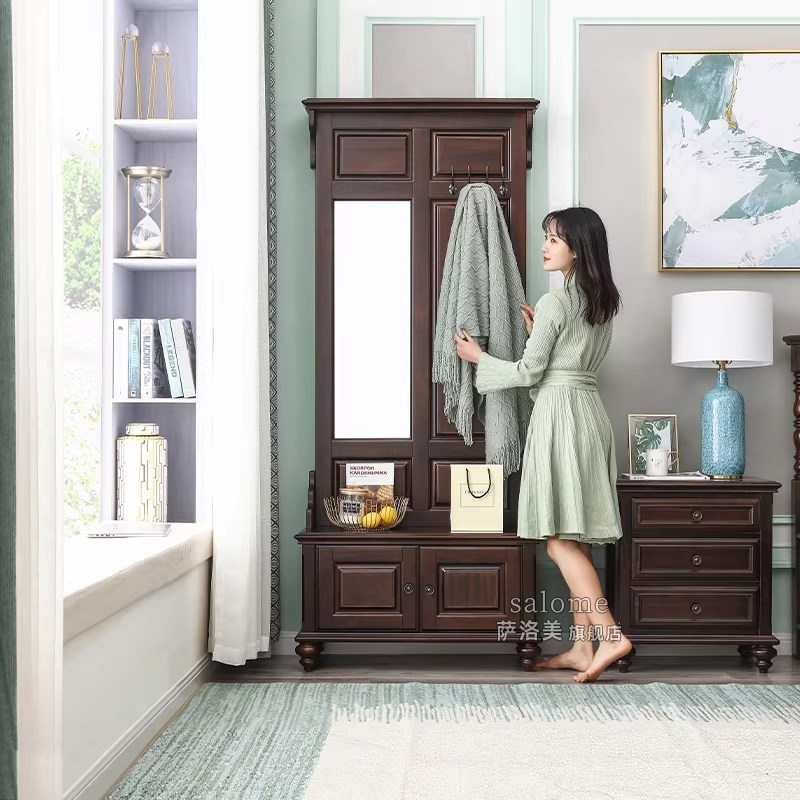 美式乡村穿衣镜全实木落地镜子全身储物收纳柜轻奢家用卧室衣帽架,住宅家具,穿衣镜,淘宝优惠券,粉丝福利购,淘宝优惠卷
