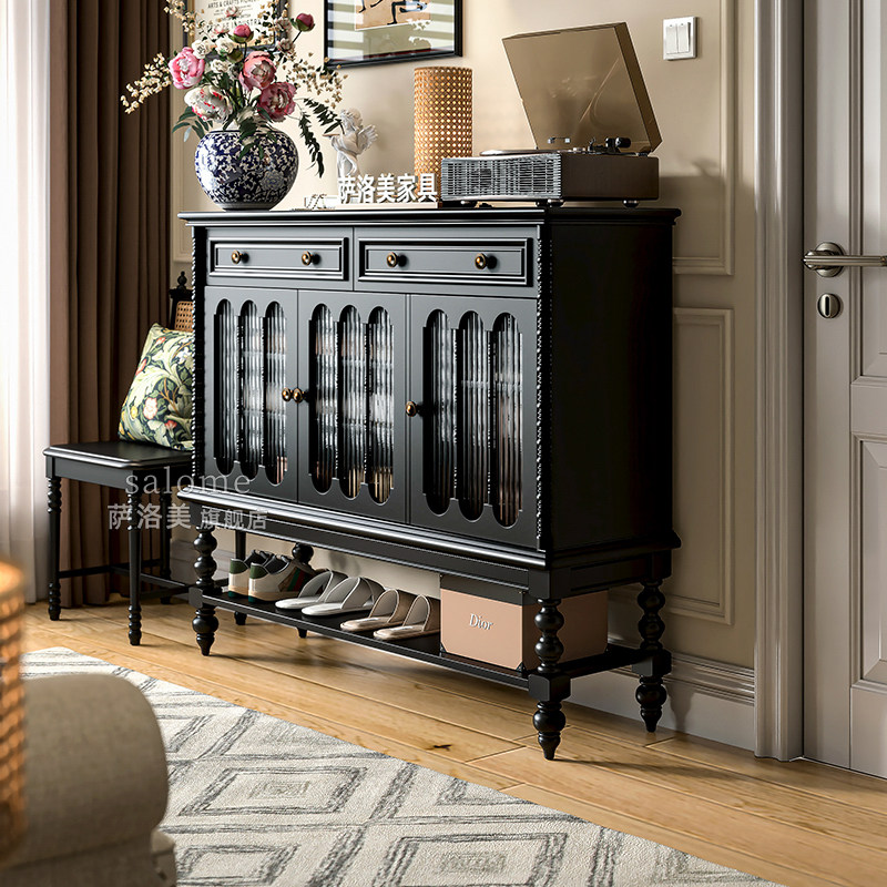 法式新型带门实木入户鞋柜家用门口玄关收纳柜一体靠墙储物二合一,住宅家具,鞋柜,淘宝优惠券,粉丝福利购,淘宝优惠卷