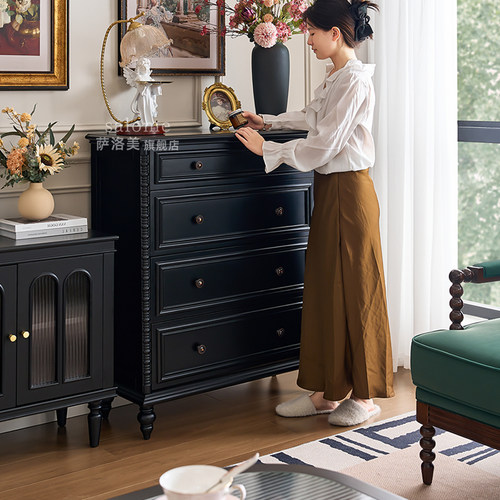 萨洛美美式全实木多抽屉储物斗柜