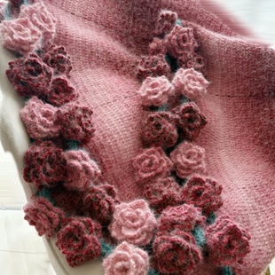 雪球丁达尔diy玫瑰花束抱毯材料包羊毛线朵送朋友毯子编织diy勾花