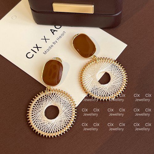 CIX黄油/法式度假风耳环蚊香盘耳夹无耳洞耳饰女独特耳钉波西米亚