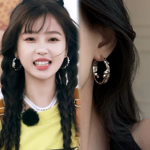 CIX浮夸/虞书欣同款熔岩肌理感耳饰蚊香盘耳夹耳环耳钉个性不规则