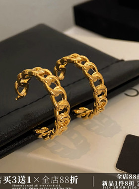 CIX命定之轮/明星同款大圈耳环耳钉蚊香盘耳夹无耳洞耳环金色耳饰