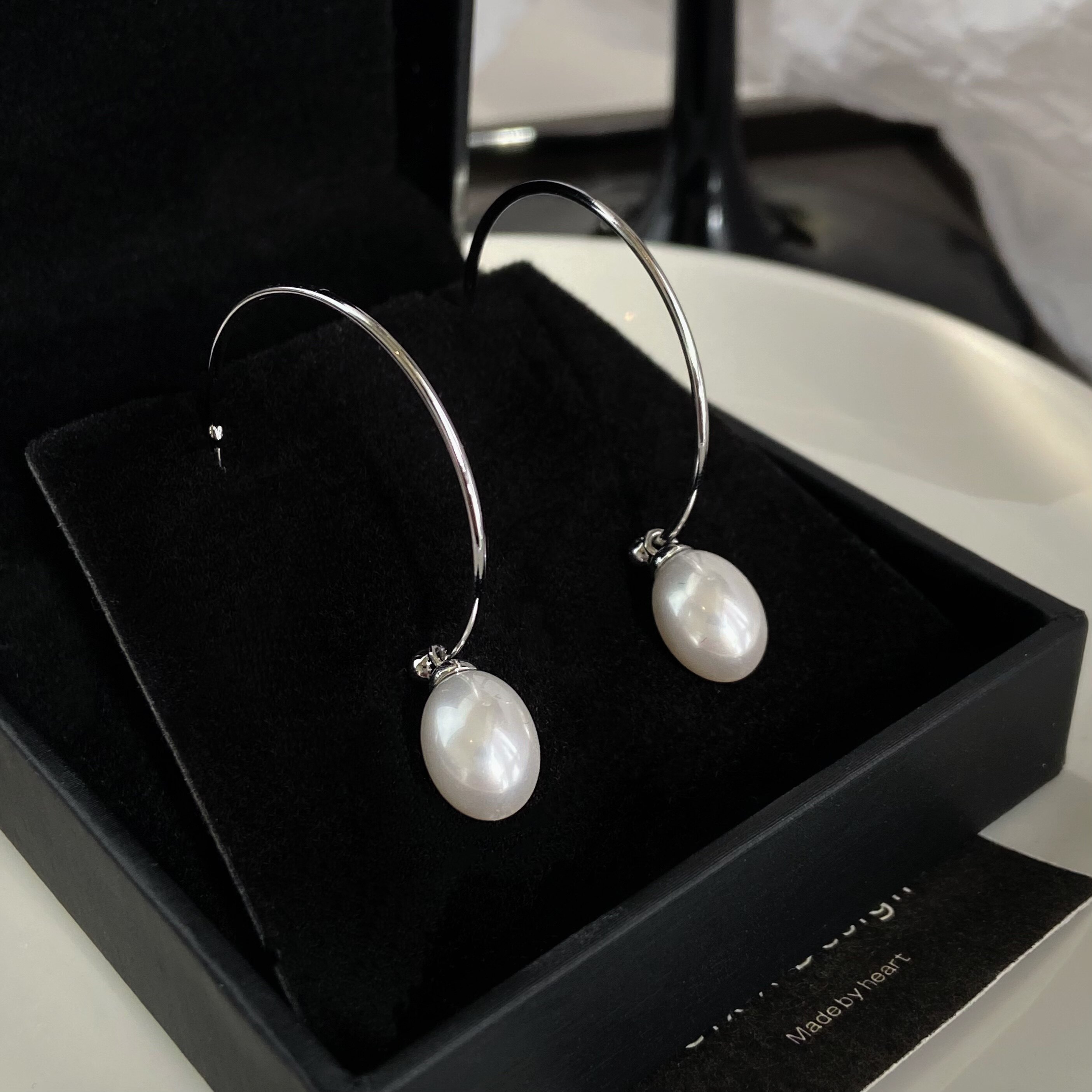 CIX奶心/简约气质珍珠耳钉蚊香盘耳夹无耳洞百搭大圈耳环高级耳饰