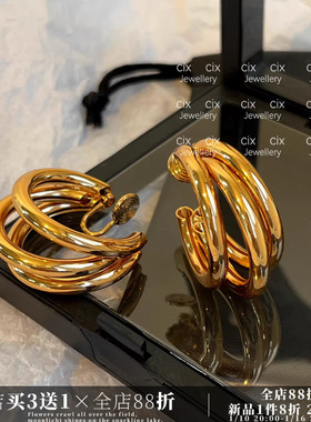 CIX狂飙/简约金色素圈耳饰蚊香盘耳夹女无耳洞耳环圆圈气质耳钉银