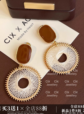 CIX黄油/法式度假风耳环蚊香盘耳夹无耳洞耳饰女独特耳钉波西米亚