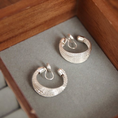 CIXWANG简约银色素圈耳夹