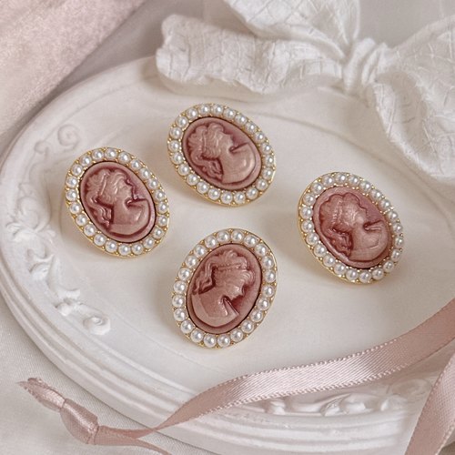 CIX少女/法式复古粉色耳环高级感蚊香盘耳夹女新中式耳饰气质耳钉