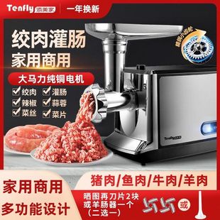Tenfly家用商用电动绞肉机小型不锈钢多功能自动饺馅灌肠蒜蓉