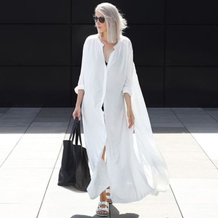 超长款防晒衣女到脚踝长裙泳衣外搭罩衫可下水比基尼沙滩外套开衫