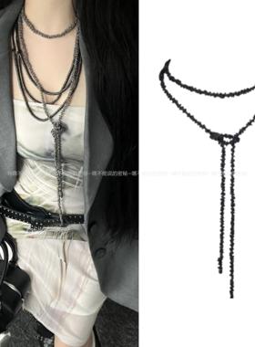 复古小众晚宴模特叠戴长款串珠丝