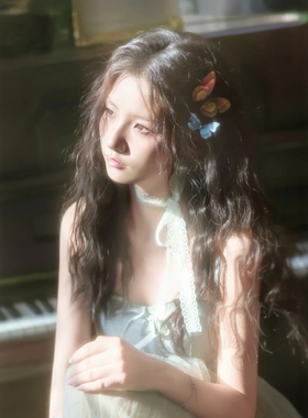 法式双层蕾丝飘带系脖长条丝巾