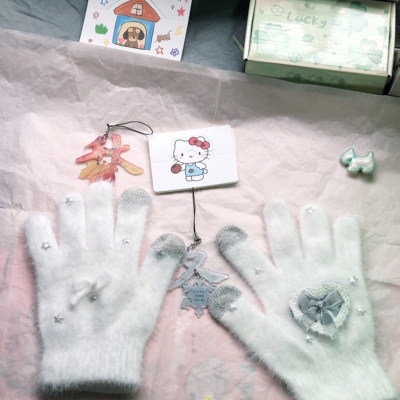 初雪星星手套冬季闪片星星古早女