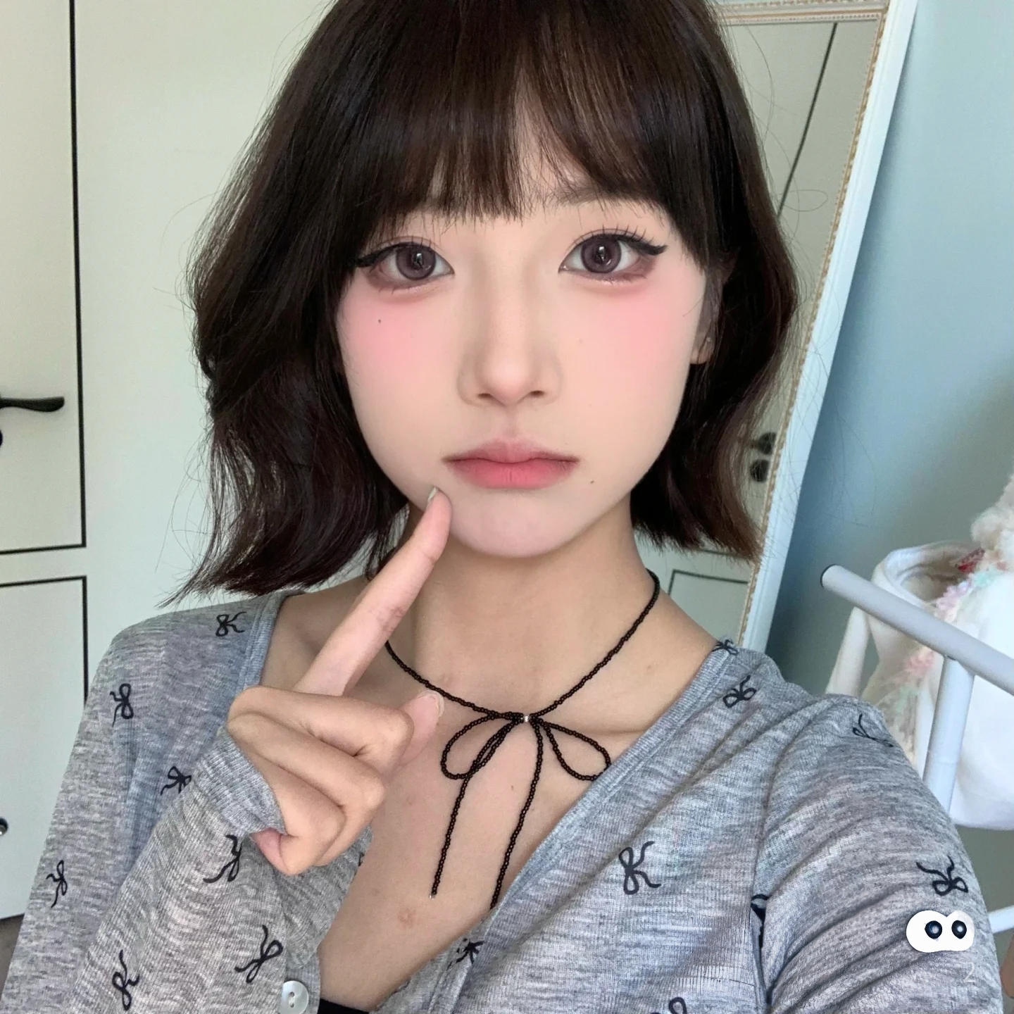 韩系气质甜美黑色串珠长款流苏蝴