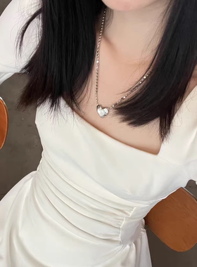 法式高级感爱心珍珠项链女港风复