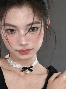 白色蝴蝶结蕾丝颈带choker颈饰