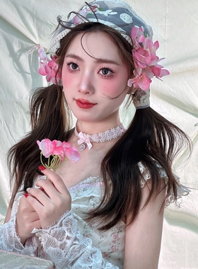 粉色蝴蝶结蕾丝颈带choker颈饰女