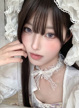 纯欲风白色蝴蝶结蕾丝choker项链