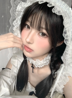 蕾丝十字架松紧项链甜酷颈链项圈