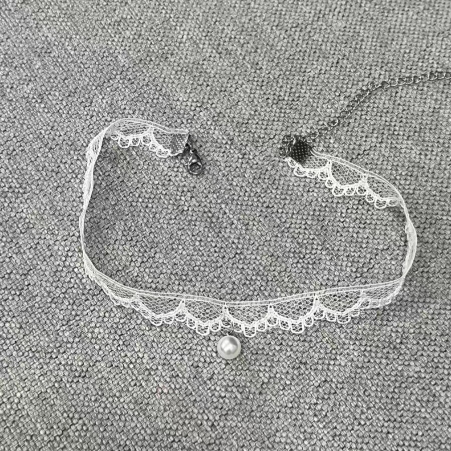 choker锁骨带颈带鱼线双层白色链图片