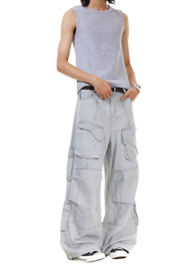 BTSG“六个立体口袋的工装裤”美式复古baggy宽松直筒阔腿休闲裤