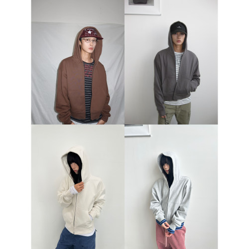 复古水洗boxy短款廓形连帽卫衣