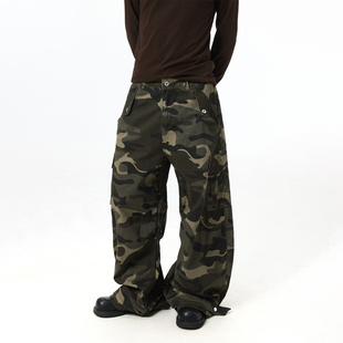 baggy街头宽松阔腿街舞裤 裤 子 复古hiphop多口袋迷彩工装 BTSG美式