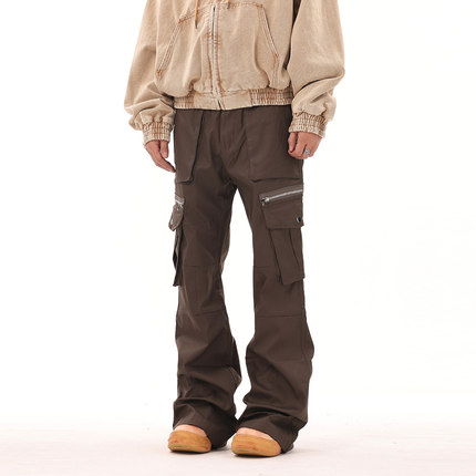 BTSG美式复古VIBE风机能多口袋工装裤小众高街设计微喇休闲长裤潮