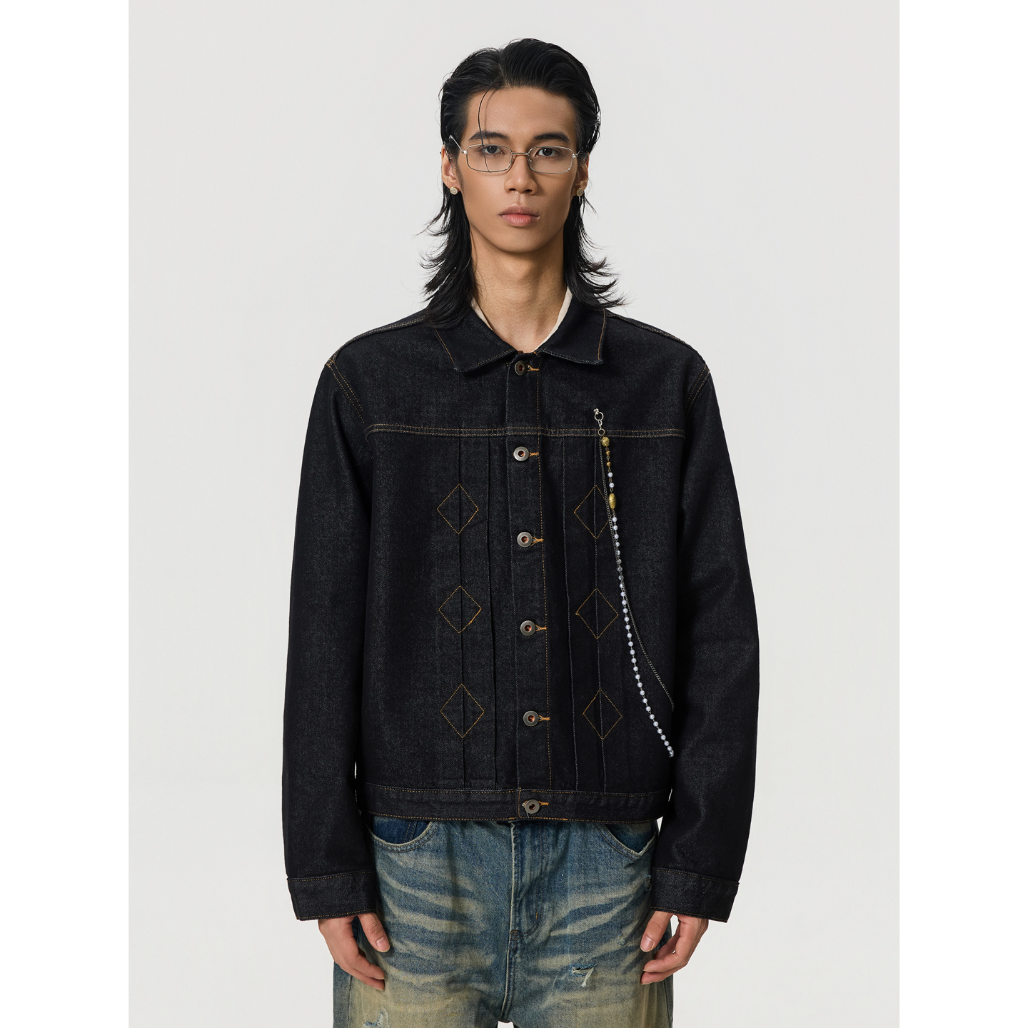 美式复古水洗做旧质感夹克