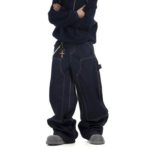 BTSG美式复古宽松直筒牛仔裤